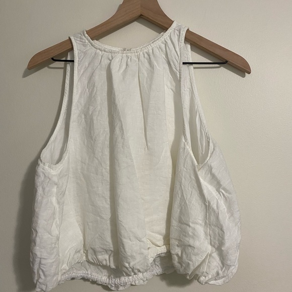 Anthropologie White Ruffled Tank Top - Picture 1 of 5